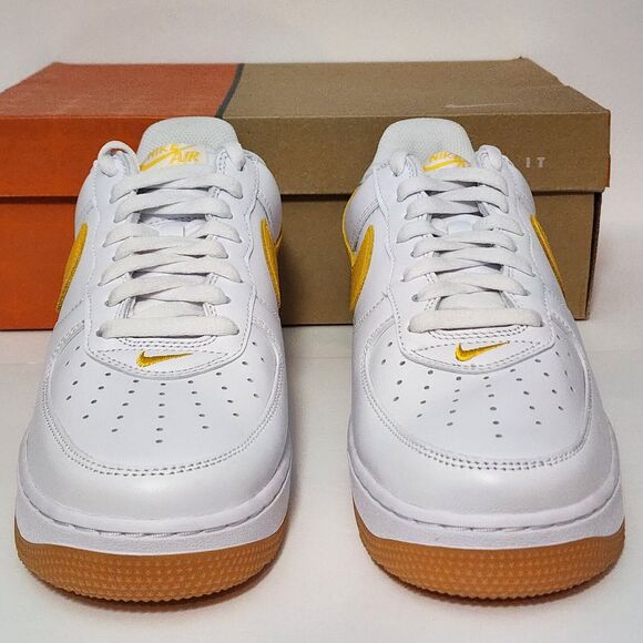 Nike Air Force 1 Low Retro QS Shoes Sz 9 "Waterproof" White Gold FD7039-100 NEW - Picture 4 of 10